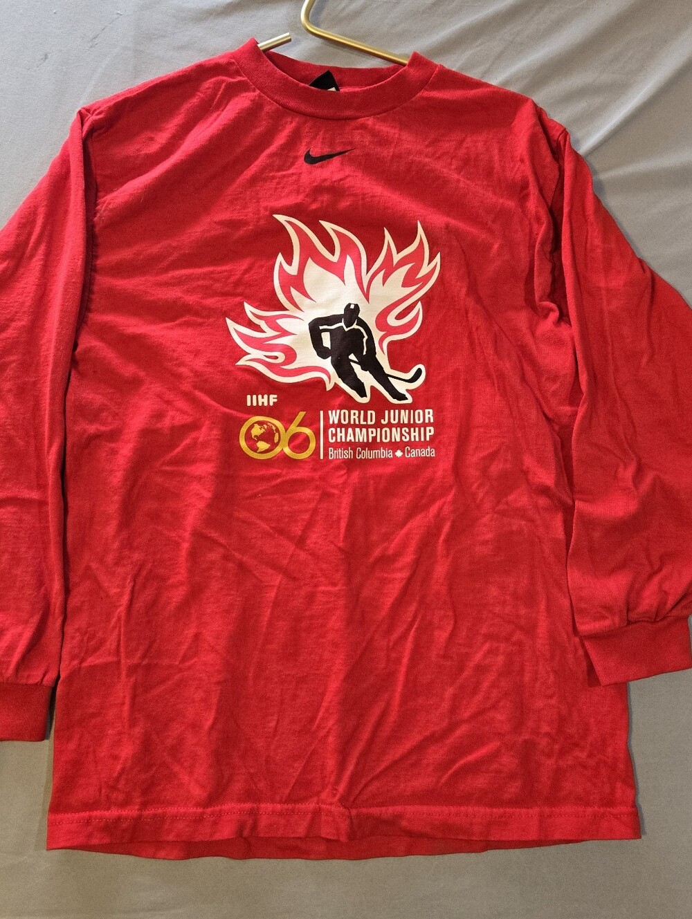 Nike Hockey Red Long Sleeve World Junior Championship Graphic Tee Sz S